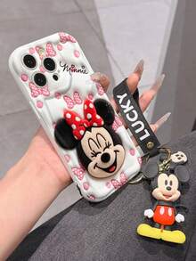 This Disney Mickey Mouse Lanyard Phone Case Is Fully Covered In TPU Material. It's Shockproof, Lightweight, And Compatible With IPhone17/16/11/13/15/15 Plus/15 Pro/15 Pro Max/12/14 Pro Max/11 Pro Max/12 Pro/12 Pro Max/13. This Phone Case Makes A Popular Birthday Gift Or Business Gift; It's Durable, Stain- And Fingerprint Resistant, And Suitable For Both Men And Women. The Set Also Includes A Mickey Mouse Phone Case And A Mickey Mouse Plush Bracelet. It's A Perfect Gift For Friends And Family. This Stylish Phone Case Is Fun, Lightweight, And Durable. IPhone17 Pro Max Phone Case, Minnie Mouse Phone Case. - trắng - Xem 5
