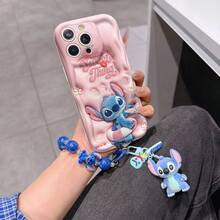 Disney Has Authorized, Phone Case - Chain Set, The Stitch Lilo & Stitch 3D Phone Case Plus A Silicone 3D Stitch Bracelet With Metallic Ring Removable Bracelet, Stitch And Angel Pattern, Compatible With Iphone17/16/15/14/13/12/11/XS/XR/X Plus Pro Max, A Stylish Cartoon Phone Case, The Perfect Gift Choice, Phone Protection, Durable Phone Cover, Great Gift For Friends And Family. - trắng - Xem 6