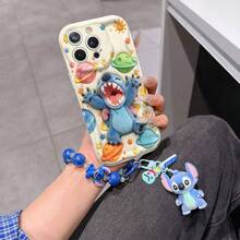 Disney Has Authorized, Phone Case - Chain Set, The Stitch Lilo & Stitch 3D Phone Case Plus A Silicone 3D Stitch Bracelet With Metallic Ring Removable Bracelet, Stitch And Angel Pattern, Compatible With Iphone17/16/15/14/13/12/11/XS/XR/X Plus Pro Max, A Stylish Cartoon Phone Case, The Perfect Gift Choice, Phone Protection, Durable Phone Cover, Great Gift For Friends And Family. - trắng - Xem 6
