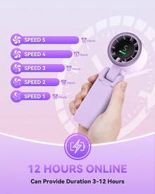 Portable Handheld Turbo Fan, 5 Gear Wind, Battery Operated, Up To 12 Working Hours, 3 IN 1 Hand Fan With Air Turbo Tech Cooling Fans For Outdoor Activities, Travel, Beach (Green) - 手持 - 查看 4