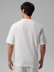 Jordan Brooklyn Men's Simple Classic Print Short Sleeve T-Shirt, Made Of Comfortable Cotton Fabric, Durable And Versatile IF3128-100 - Red and White - View 2