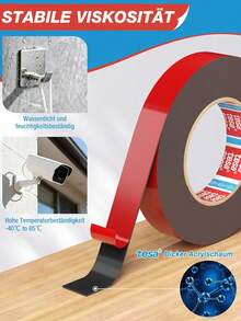 Tesa 6411 Double-Sided Tape, Ultra-Strong Adhesive Mounting Tape, Waterproof, Suitable For Automotive, Decoration, Home Renovation, Office, Black - Round - View 3
