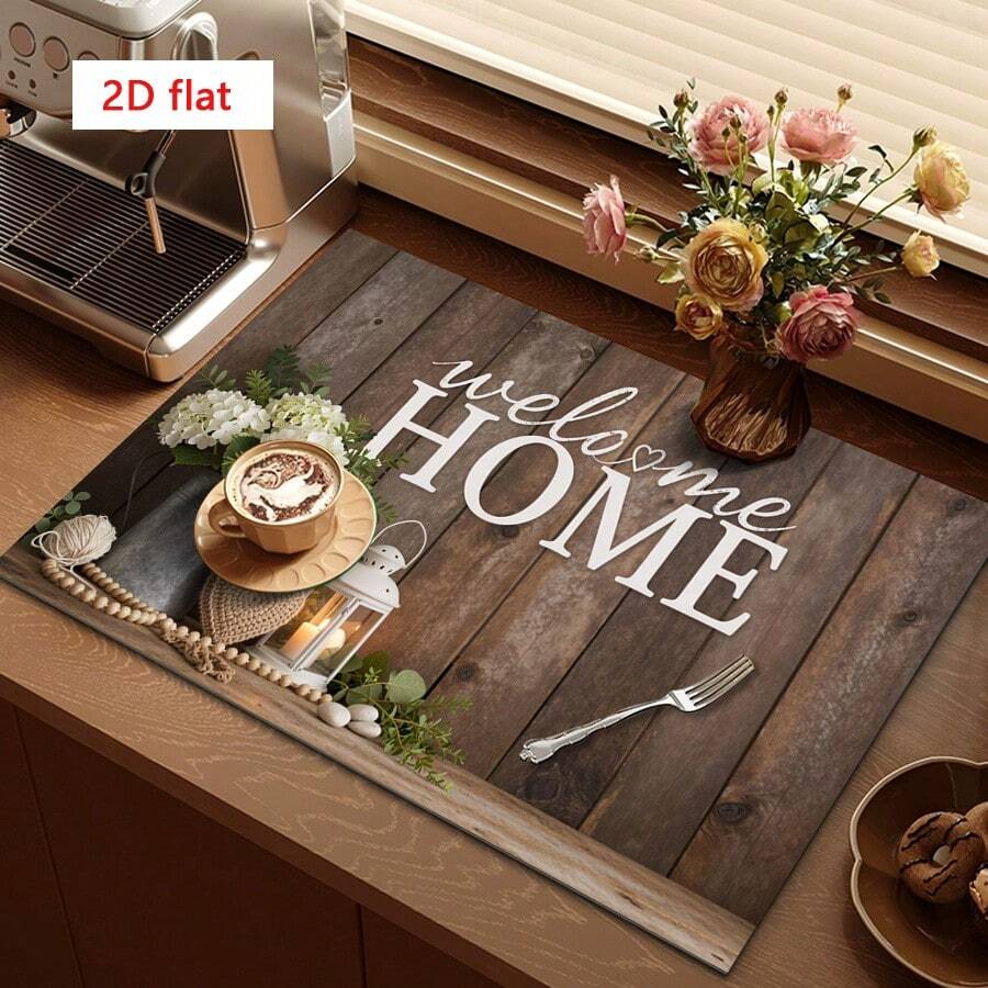 1pc Dish Drying Mat, Coffee Machine Pad, High Absorbency Quick Dry Draining Mat For Dining Table, Cafe, Kitchen Counter, Home Tabletop Bowls Cups Holder, Multipurpose Drainage Pad, Household Gift, Desk Decor