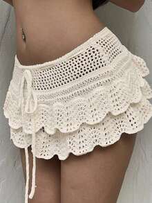 Falda de Playa Estilo Ola Oceánica  para Mujer - Beis - Ver 8