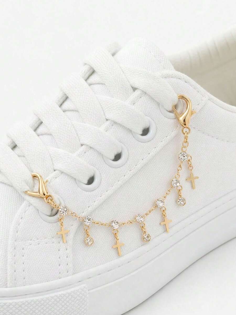Suricat One Multi-Functional, Simple, Casual, And Chic Shoe Chain; Cross Rhinestone Shoe Chain/Boot Chain; Suitable For Canvas Shoes, Casual Sneakers, And Boots; Unisex Accessory For Spring, Summer, Autumn, And Winter; Perfect For Sneakers And Boots; A Personalized Decorative Accessory; The Perfect Holiday And Birthday Gift. - Multicolor - View 1
