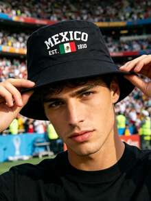 1pc Reversible Mexican Flag Bucket Hat, 2026 Football World Cup Fan Support Style, Double-Sided Sun Protection, Soft, Unisex, Daily Wear - Multicolor - View 2