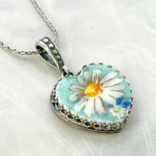 DIYCCPC Vintage Style Chain Daisy Heart Necklace, Suitable For Women's Casual Wear, Versatile Accessory - Multicolor - View 1