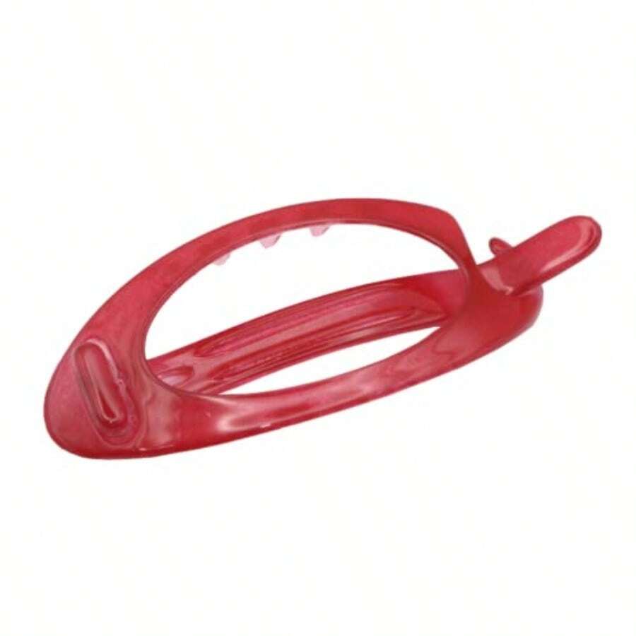 Yqq Parcelona Small Oval French Celluloid Acetate Hair Clip, Ponytail Holder, Metal-Free, For Fine Hair, Durable, Fashionable, Hair Accessories For Girls, Made In France, Bright Red - 鮮紅色 - 查看 1