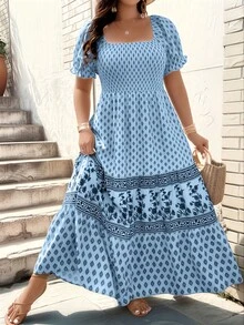 Plus Size - Plus Size - Women's Dress With Fitted Waist - Gray green - View 5