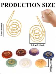 手工螺旋脈輪平衡戒指與原石組合 - 冥想與靈氣療癒飾品，適用於女性與男性，脈輪激活、氣場淨化、瑜伽與工作，靈性禮物 (可調節尺寸，無需選擇尺寸)，女性吊墜，全息，花朵吊墜 - 查看 4