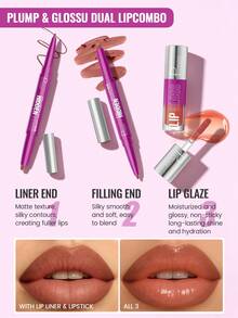 Pudaier 2pcs Nude Lip Set, Long-Lasting Lip Liner And High Gloss Lip Gloss Set, Women's Lip Makeup Combination, Moisturizing And Shiny Lips, Smooth Lip Liner And Lip Gloss Set - #09.Cherry Pop - View 4