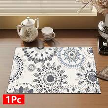 1pc Bohemian Pattern Printed Absorbent Dish Drying Mat, Espresso Machine Countertop Absorbent Mat, Sink Drainage Mat, Soft Faucet Absorbent Mat, Sink Cup Mat, Home & Kitchen, Bathroom Accessories - Multicolor - View 16