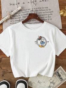 Disney Girls' Retro Minnie Mouse Print Short-Sleeve T-Shirt-A Vintage-Style Disney Top That Makes An Ideal Choice For Theme Park Visits Or Parties. - 白色 - 查看 2