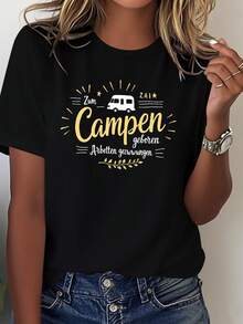 Forced to Camp Forced with Camper - Camiseta cómoda para mujer con código Pure - Negro - Ver 7
