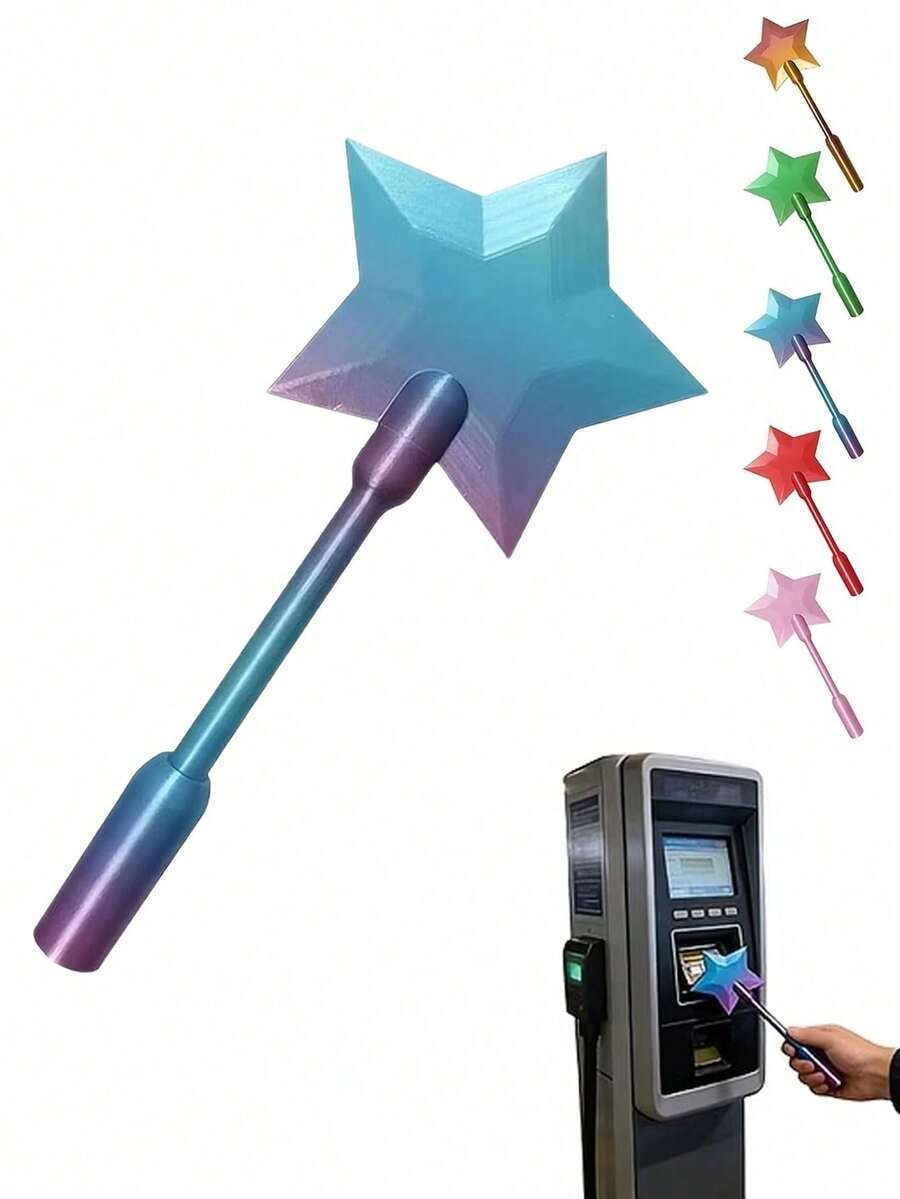 1/2pcs Starlight Magic Wand Style Non-Contact Payment Card Holder, Star-Shaped Plastic Card Sleeve, Induction Payment Magic Wand, With Credit Card Slot, Suitable For Multiple Scenarios