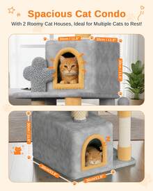 DOGAT Large 131cm Cat Tree Tower Multi Level With Scratching Posts Condos Ladder Hammock Perch Hanging Ball Indoor Activity Centre For Cats Climbing Resting Playing Light Grey - Light Grey - View 7