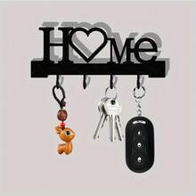 1pc Home Love Shaped Wall-Mounted Key Holder Organizer With Hooks, Suitable For Living Room Home Decor - A - View 6