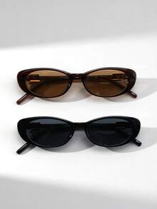 2 Pairs Women's Cat Eye Small Frame Eyeglasses, Vintage Metal Accessories, High-End Fashionable Street Style Glasses Combo - Multicolor - View 11