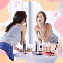 Clear Makeup Bag 9.5" X 7" X 3.5" Pink Beach Pouch Large Waterproof Travel Toiletry Cosmetic Bag PVC Transparent Zippered Organizer For Women Girl Summer - 粉色 - 查看 5