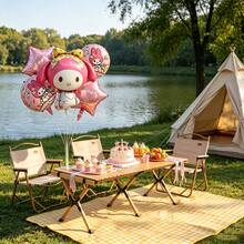 名创优品 My Melody 卡通铝箔气球 5 件套，生日派对装饰，节日庆典，色彩缤纷的 My Melody 卡通气球，适合趣味派对、室内外活动装饰，创意卡通派对用品，生日庆典气球套装，My Melody 主题派对装饰，缤纷节日派对气球套装 - 查看 4