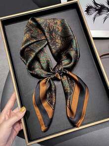 1 pieza Pañuelo de seda sintética impreso de 68cm/26.77in, pañuelo, chal, correa y accesorio de moda y transpirable - Multicolor - Ver 5