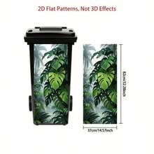 1pc Rainforest Morning Dew Theme Trash Can Sticker, Self-Adhesive Wall Paper, Kitchen Garbage Bin Decor (Suitable For Trash Can, Wall, Home Decor), 14.57 X 32.28 Inches - A - View 4