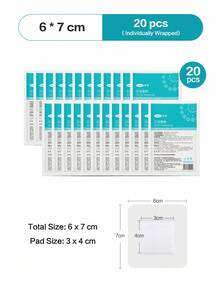Cofoe 無菌傷口敷料，不織布傷口貼片，透氣自黏式紗布墊，適用於急救、輕微割傷、擦傷及日常傷口護理 - 查看 13