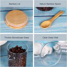 4 Pack Glass Storage Jars With Bamboo Lids And Small Spoons, Clear Household Storage Canisters, Multi-Functional Kitchen Organizer Bottles, Glass Sugar Container For Tea, Coffee Beans, Brown Sugar, Nuts, Candies, Spices, Salts And All Kinds - View 4