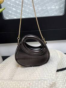 Tas Mini Akrilik Baru, Tas Malam Modis dengan Tali Rantai, Tas Bahu & Selempang - Hitam - View 7