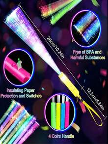 24/12/1pc LED Fiber Optic Wands For Various Holiday Parties. Suitable For Parties, Holiday Parties, Home Parties, Gatherings, Bars, Birthdays, Concerts, Festivals, Nightclubs, Party Lighting Supplies, Graduation Decorations, Birthday Gifts, Birthday Parties, Bachelor Parties, Graduation Party Supplies, Gift Recommendations, Neon Parties, Glowing Party Supplies, - Multicolor - View 4