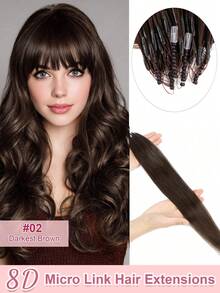 8D Micro-Link Human Hair Extensions, 12-22 Inches Length, 28g/Pack, Multi-Color Straight Hair, Suitable For Women, Invisible Beads Easy To Install, Suitable For Weddings And Parties - Multicolor - View 24