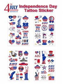 1pc 250th Anniversary Of US Independence Silver Foil Face Sticker, Waterproof Decorative Temporary Tattoo Sticker For US Party - (4 Assorted Tattoo Stickers Randomly Sent) - Multicolor - View 6