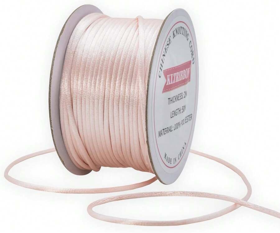 2mm Champagne Braided Silk Cord For Macrame, Jewelry Making, And DIY Crafts - 55 Yards - Black - View 1