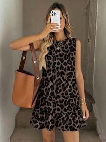 Women's Printed Mini Dress, Suitable For Spring And Summer - Yellow - View 1