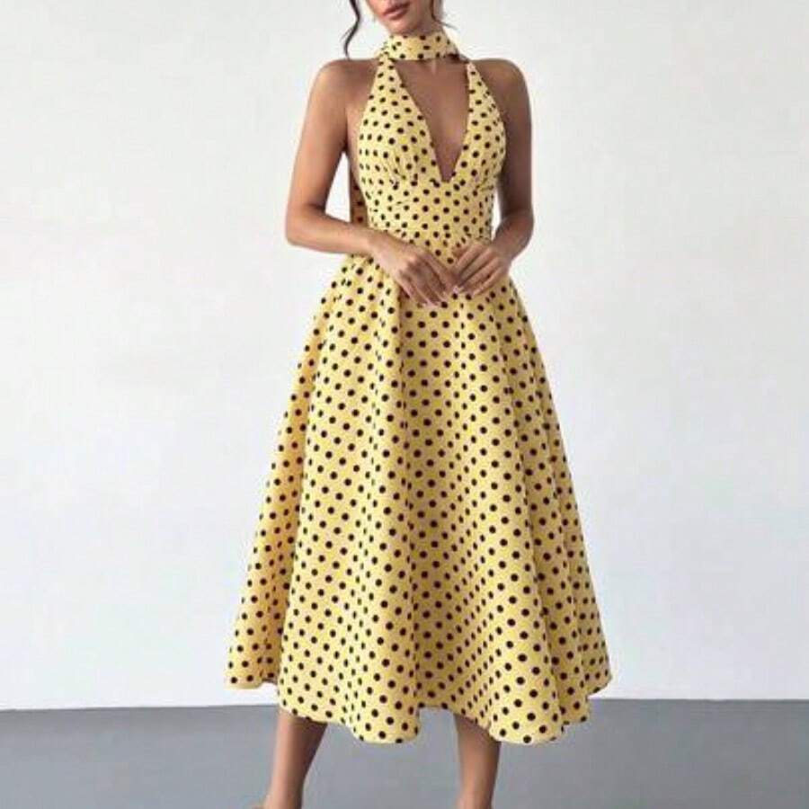 Women Midi Dresses - 黃色的 - 查看 1