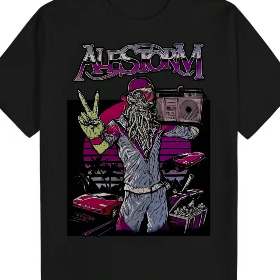 Printed T-Shirt For Men And Women - 黑色 - 查看 1