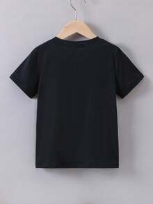 Camiseta de verano de manga corta para niño con estampado de "figura de número de bloque de dibujos animados" - Negro - Ver 2