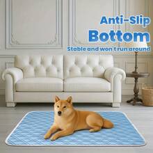 Large Dog & Cat Pet Summer Mat, Bite-Resistant & Scratch-Resistant Durable Mat, Ultra-Soft Indoor & Outdoor Heat Dissipation, Universal For Dogs & Cats - Blue - View 6