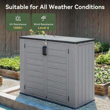 Horizontal Storage Sheds 21 Cu.Ft, HDPE Outdoor Storage Box 160 Gallon, Waterproof Lockable Resin Deck Box With Spring-Assisted Lid, Patio Storage Garden, Pool, Cushions, Tools, White - Gray - View 7