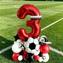 Ensemble de ballons de football rouge & noir, comprend des ballons en feuille rouge en forme de chiffres, des ballons en feuille de football, des ballons en feuille en forme d'étoiles, des ballons en latex, convient comme cadeau surprise pour fils et fille, parfait pour une fête d'anniversaire sur le thème du football et d'autres occasions - Voir 6
