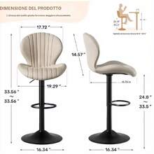 Set of 2 Modern Swivel Bar Stools, High Back Chairs, Easy Installation Only 3-5 Minutes, Bar, Kitchen & Restaurant, Beige - Standard - Übersicht 2