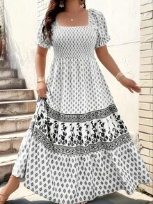 Plus Size - Plus Size - Women's Dress With Fitted Waist - White - View 4