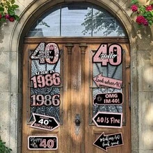 10pcs Black Rose Gold 16/18/21/40/50/60 Years Old Birthday Party Decoration Set, Funny Slogans, Suitable For 16/18/21/40/50/60 Years Old Birthday Party, Birth Anniversary Theme Decoration, Birthday Photo Backdrop, And Home Birthday Atmosphere Creation - 40 Years Old - View 4