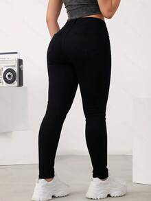Basic Skinny Jeans Made Of Basic, Stretchy Denim With A Butt-Lifting Effect - Black - View 4