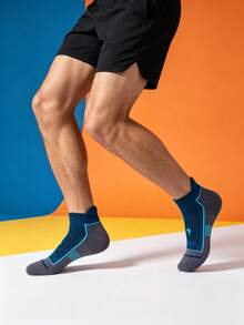 1/5/10 Pairs Men's Random Mesh Breathable Ankle Socks, Outdoor Sports Non-Slip Shock Absorbing Running Short Socks - Multicolor - View 6