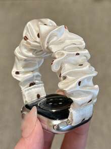 1条简约可爱波点尼龙弹力表带，兼容 38mm 40mm 41mm 42mm 44mm 45mm 49mm，优雅女士替换表带，适用于 Series 11 10 9 8 7 6 5 SE Ultra 2，时尚配饰 - 白色 - 查看 4