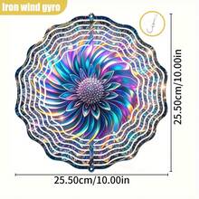 1pc 3D Colorful Floral Petal Brilliant Rotating Decor, 10in*10in With Swivel Hook, 360° DIY Creative Wind Spinner, No Electricity Required For Home Patio Outdoor Decoration (Pendant Not Included), Random Style - A - View 3