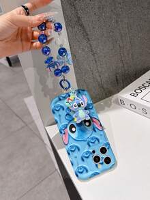 Disney Has Authorized, Phone Case - Chain Set, The Stitch Lilo & Stitch 3D Phone Case Plus A Silicone 3D Stitch Bracelet With Metallic Ring Removable Bracelet, Stitch And Angel Pattern, Compatible With Iphone17/16/15/14/13/12/11/XS/XR/X Plus Pro Max, A Stylish Cartoon Phone Case, The Perfect Gift Choice, Phone Protection, Durable Phone Cover, Great Gift For Friends And Family. - trắng - Xem 3