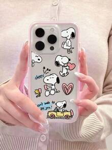 SNOOPY 1pc Cartoon Pattern, Color Block 2-In-1 Pink Shockproof Phone Case, TPU Material, Can Be Given As A Holiday Gift, Compatible With Apple 11 12 13 14 15 16pro/Promax/14 15 16plus/17/18promax/18pro, Unisex - Multicolor - View 4