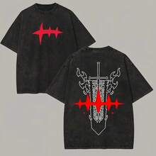 Camiseta Unisex Lavada con Estampado de Black Clover Asta6 C64R - Negro - Ver 1